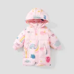 Kid Girl Childlike Hoodie Design Stars Pattern Winter Coat Pink