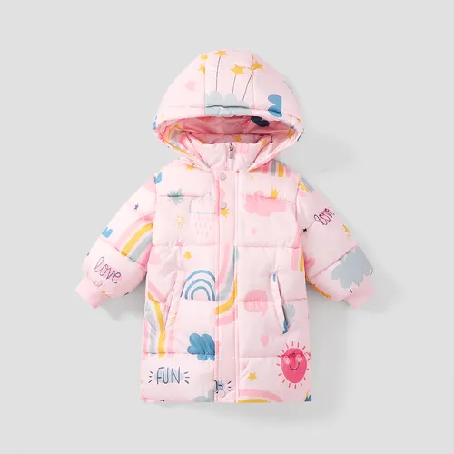 Kid Girl Childlike Hoodie Design Stars Pattern Winter Coat