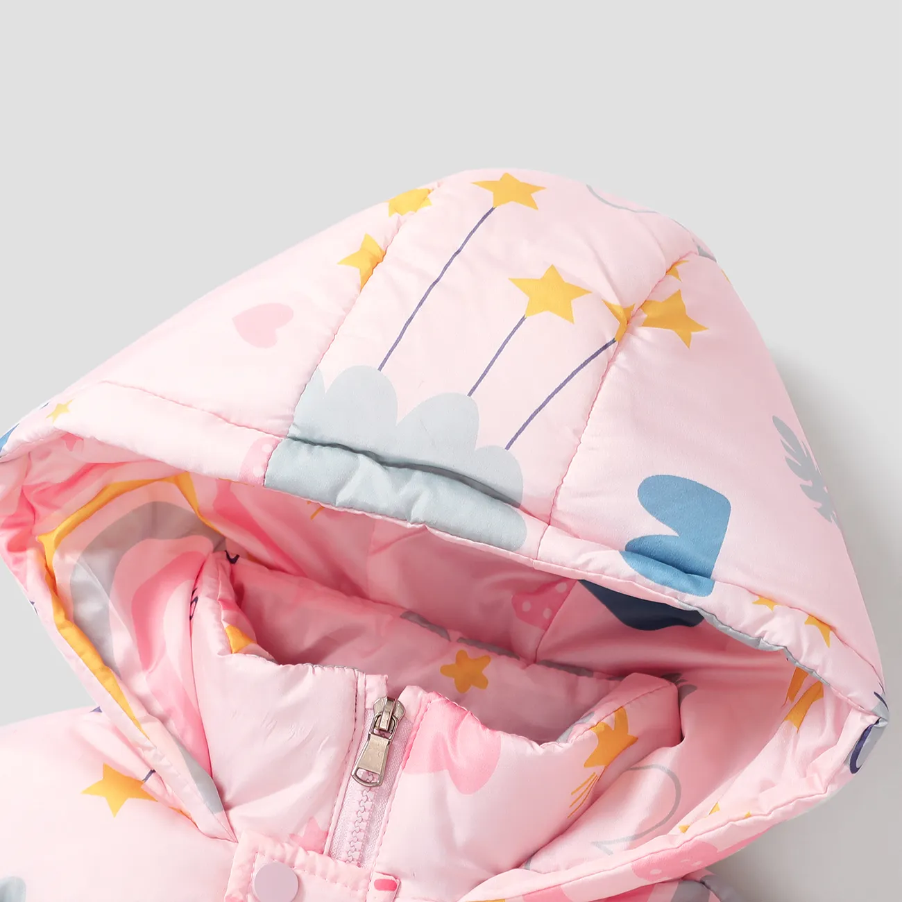 Chaqueta con capucha para niñas con capucha infantil Design Stars Pattern  Rosado big image 1