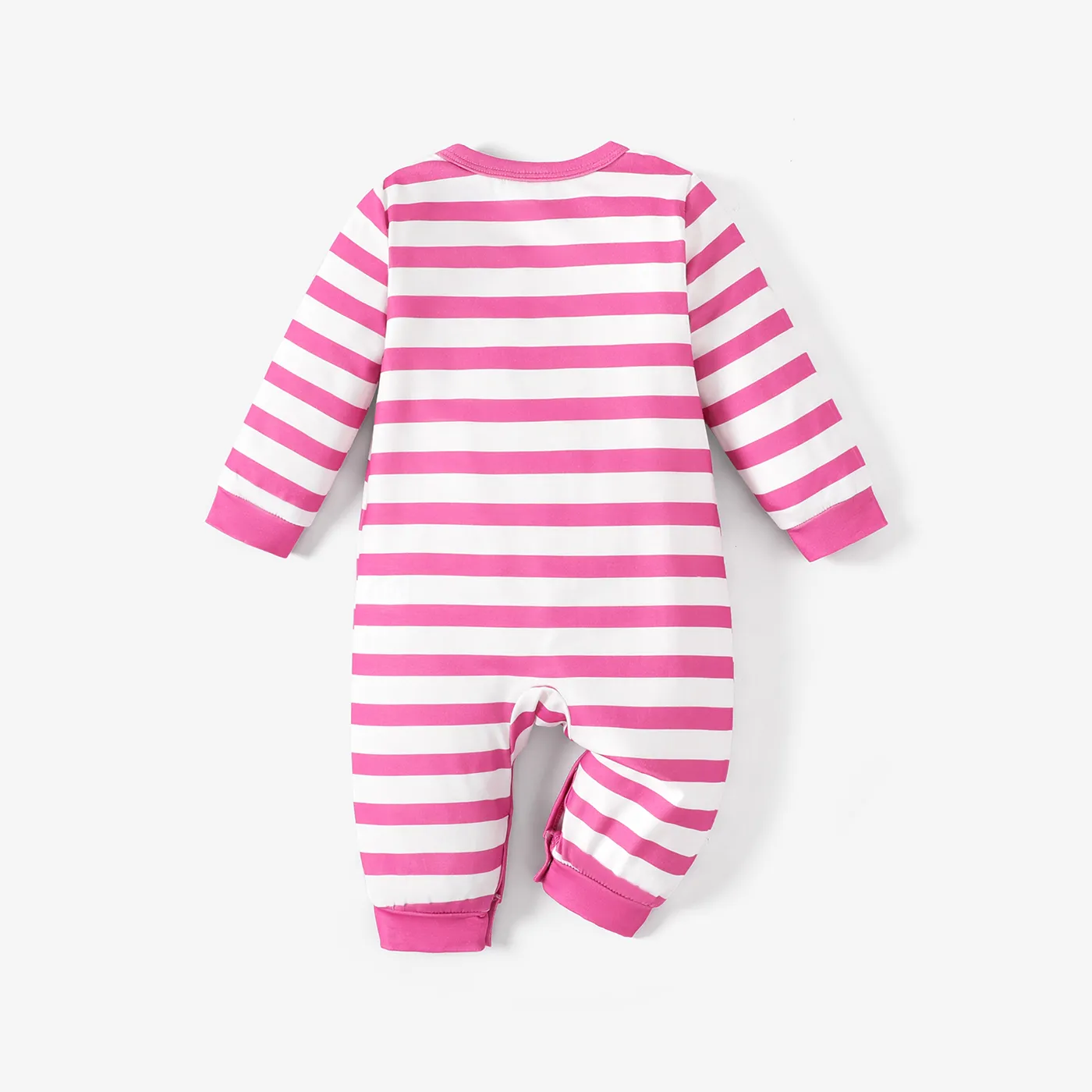 Baby/Toddler Girl Striped Long Sleeve Pajama Set/Jumpsuit Baby Hot Pink image 2