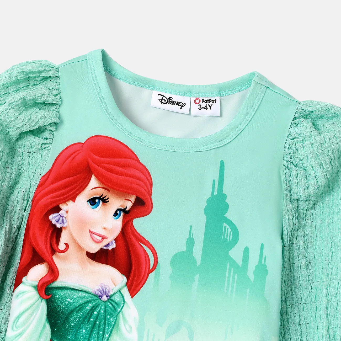 Disney Princess Toddler Girl Character Print Textured Gigot Long Sleeve Tee Turquoise big image 1