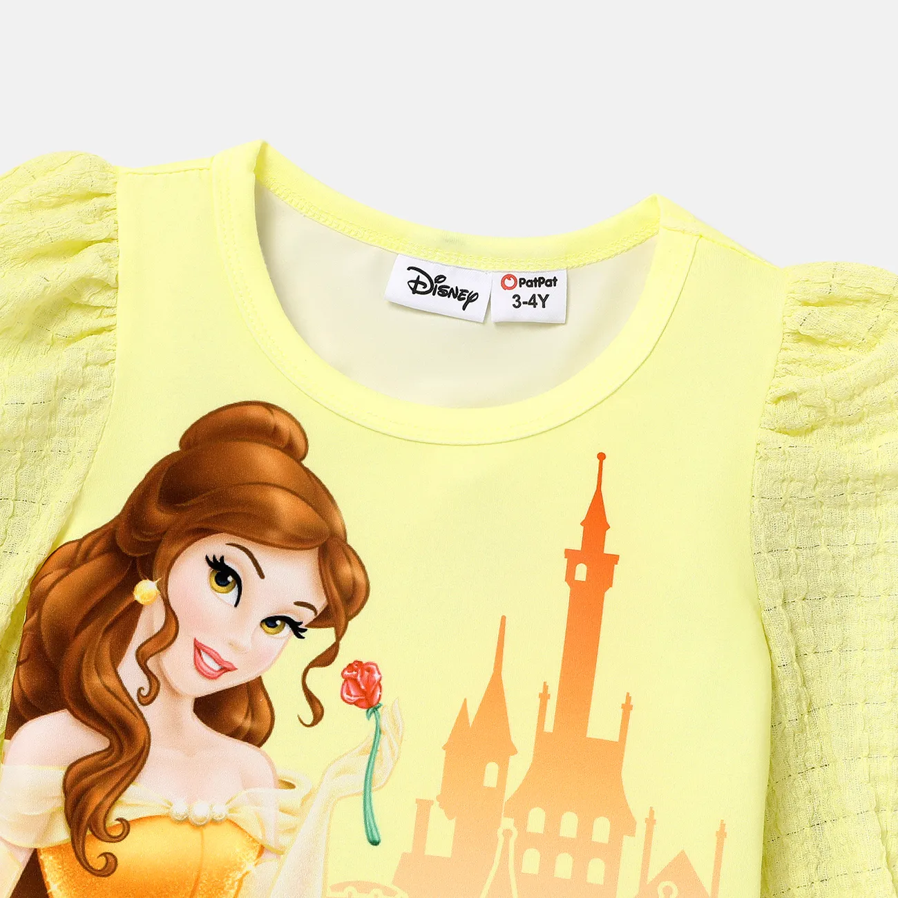 Disney Princess Niño pequeño Chica Manga abullonada Infantil Manga larga Camiseta Amarillo big image 1