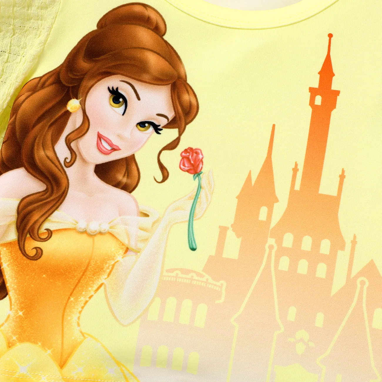 Disney Princess Toddler Girl Character Print Textured Gigot Long Sleeve Tee Yellow big image 1