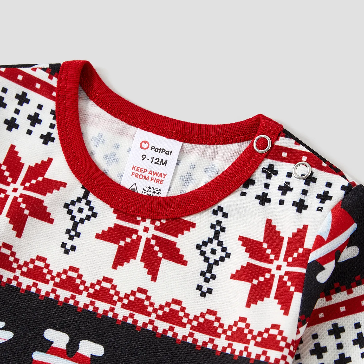 Christmas Family Matching Santas & Snowflake Print Pajamas Sets(Flame Resistant)  Black image 3