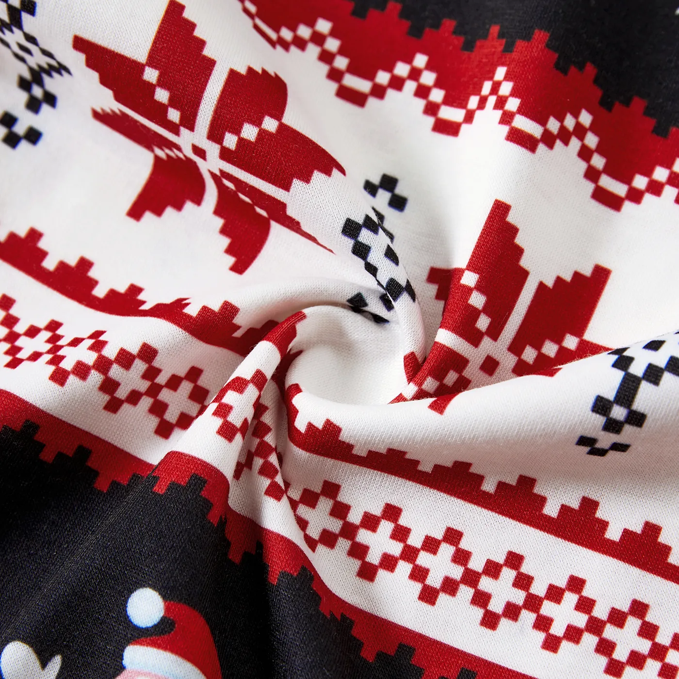 Christmas Family Matching Santas & Snowflake Print Pajamas Sets(Flame Resistant)  Black image 6