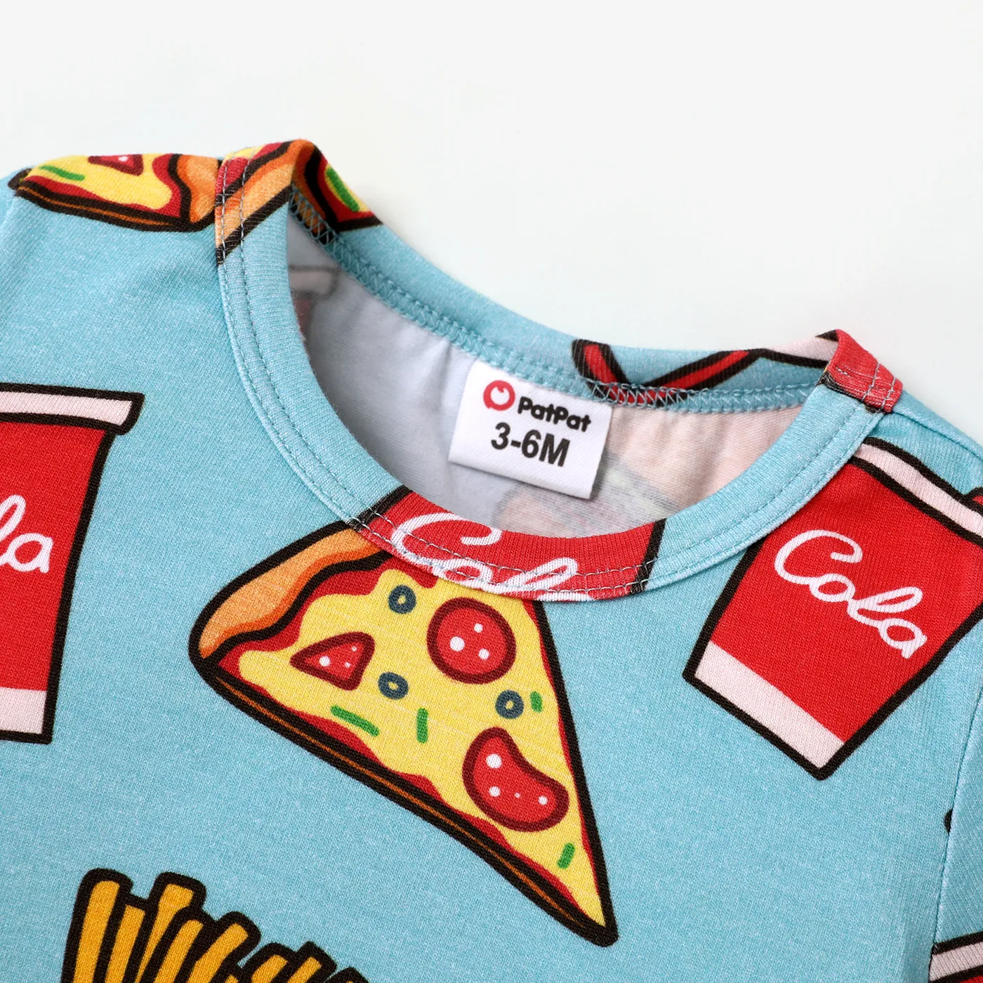 Baby Boy/Girl Cotton Short-sleeve Allover Food Print Romper Blue image 3