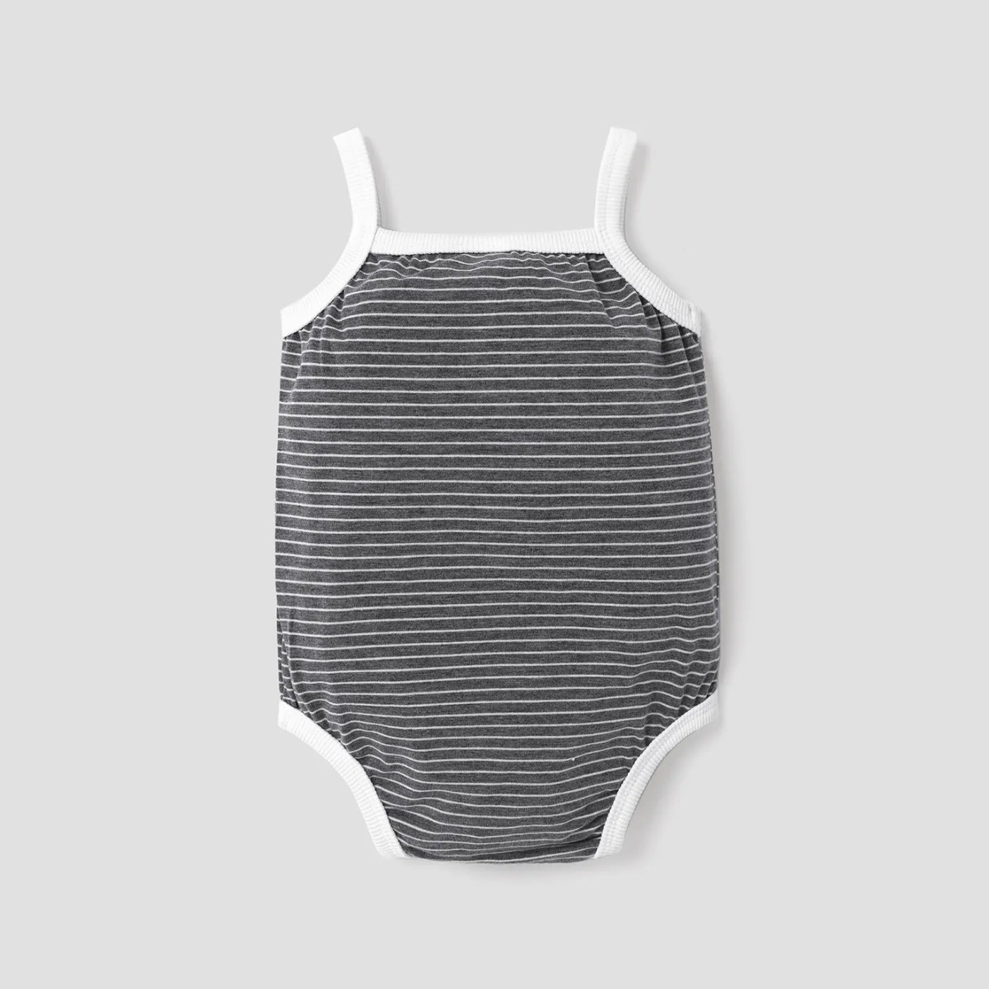 Baby Girl Solid/Striped/Floral-Print Sleeveless Spaghetti Strap Romper DeepGery image 3