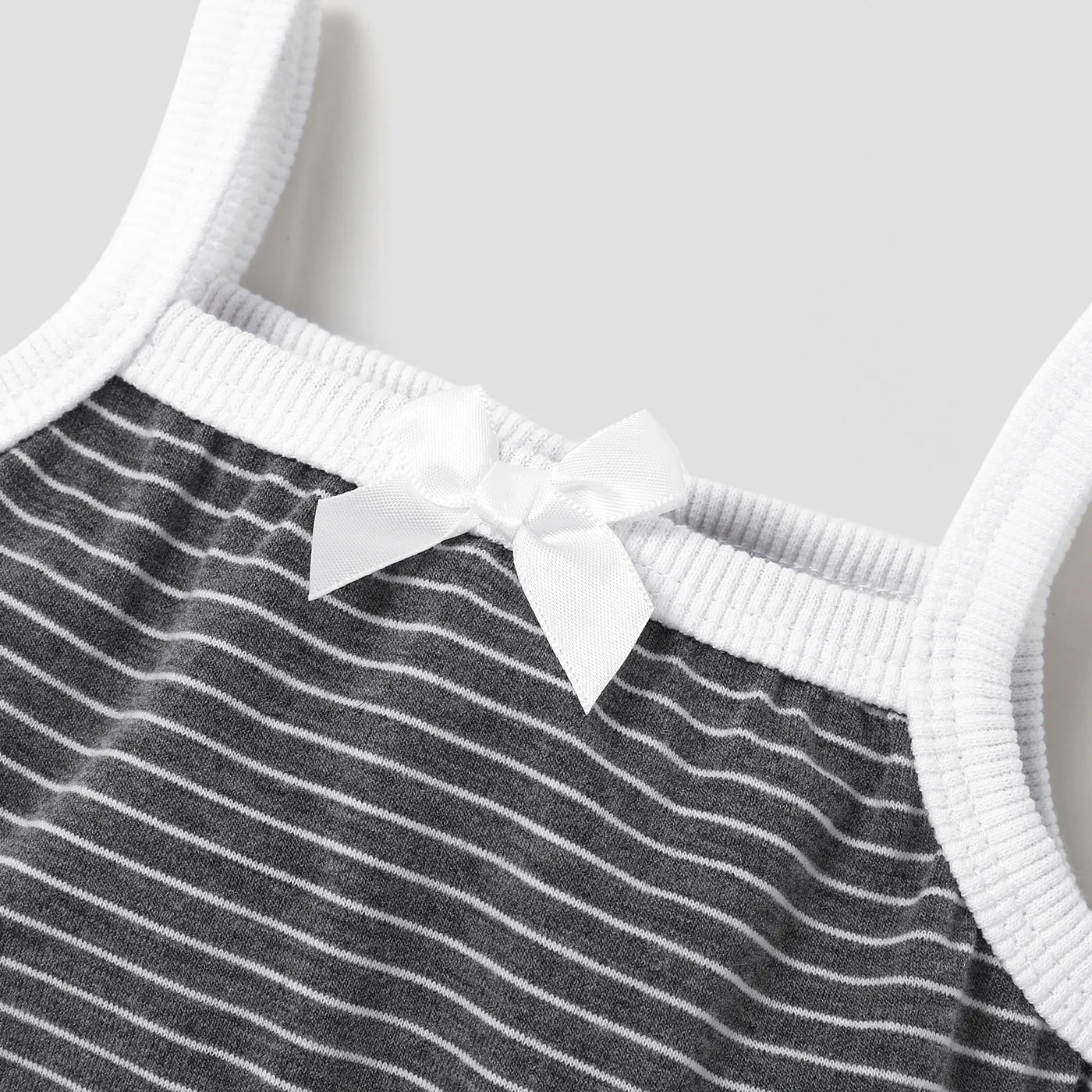 Baby Girl Solid/Striped/Floral-Print Sleeveless Spaghetti Strap Romper DeepGery image 5