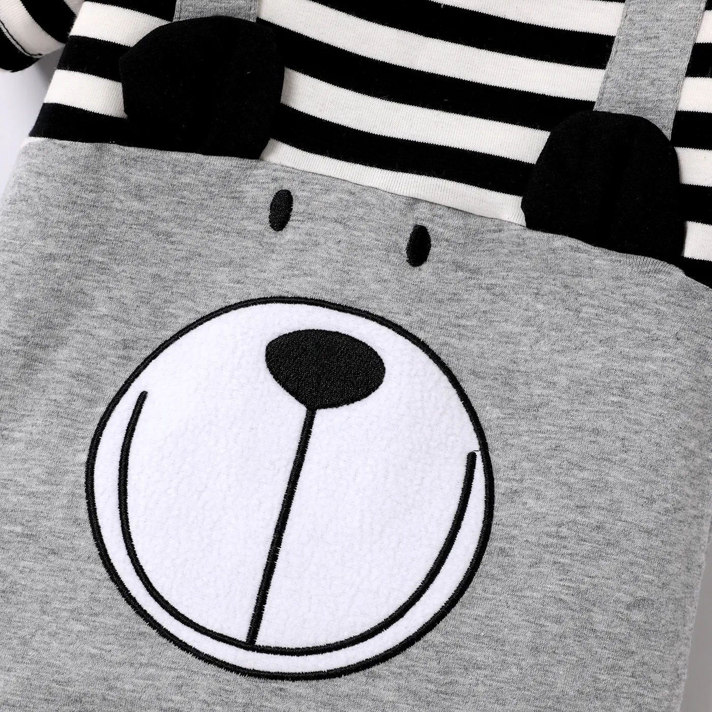 Baby Boy 95% Cotton Striped Short-sleeve Spliced 3D Ears Animal Graphic Jumpsuit ColorBlock image 3