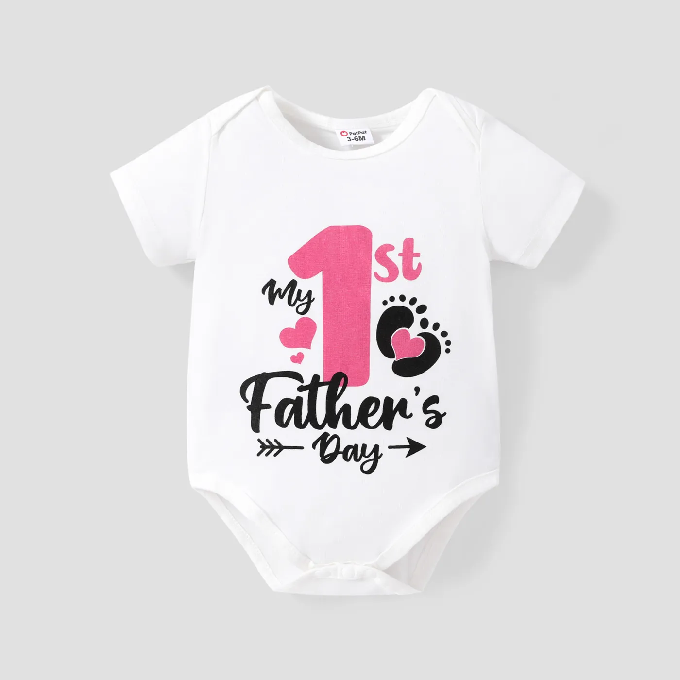 Father's Day Baby Boy/Girl Letter & Number Print Short-sleeve Bodysuit / 100% Cotton Solid Ruffled Shorts / Solid Elasticized Waist Shorts Pink