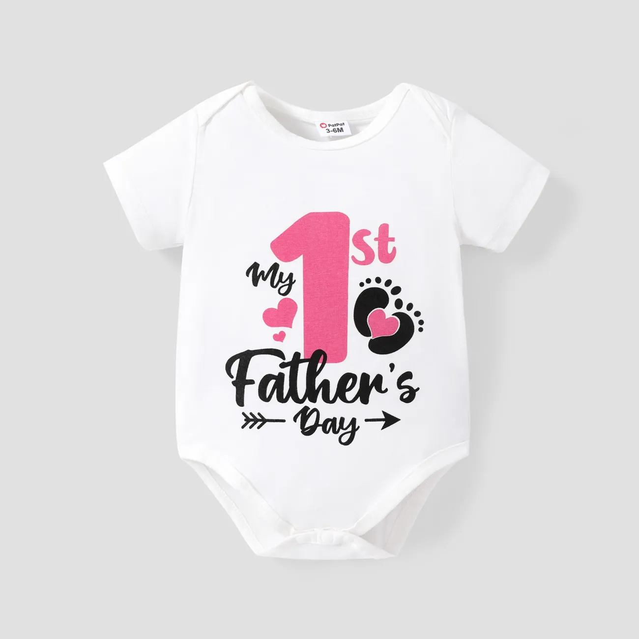 Father's day Baby Girl/Boy Letter & Number Print Romper Pink big image 1