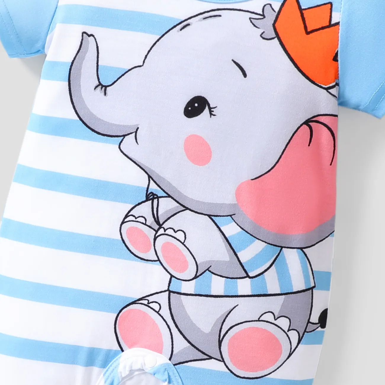 Bebé Unisex Elefante Informal Manga corta Monos Azul Claro big image 1