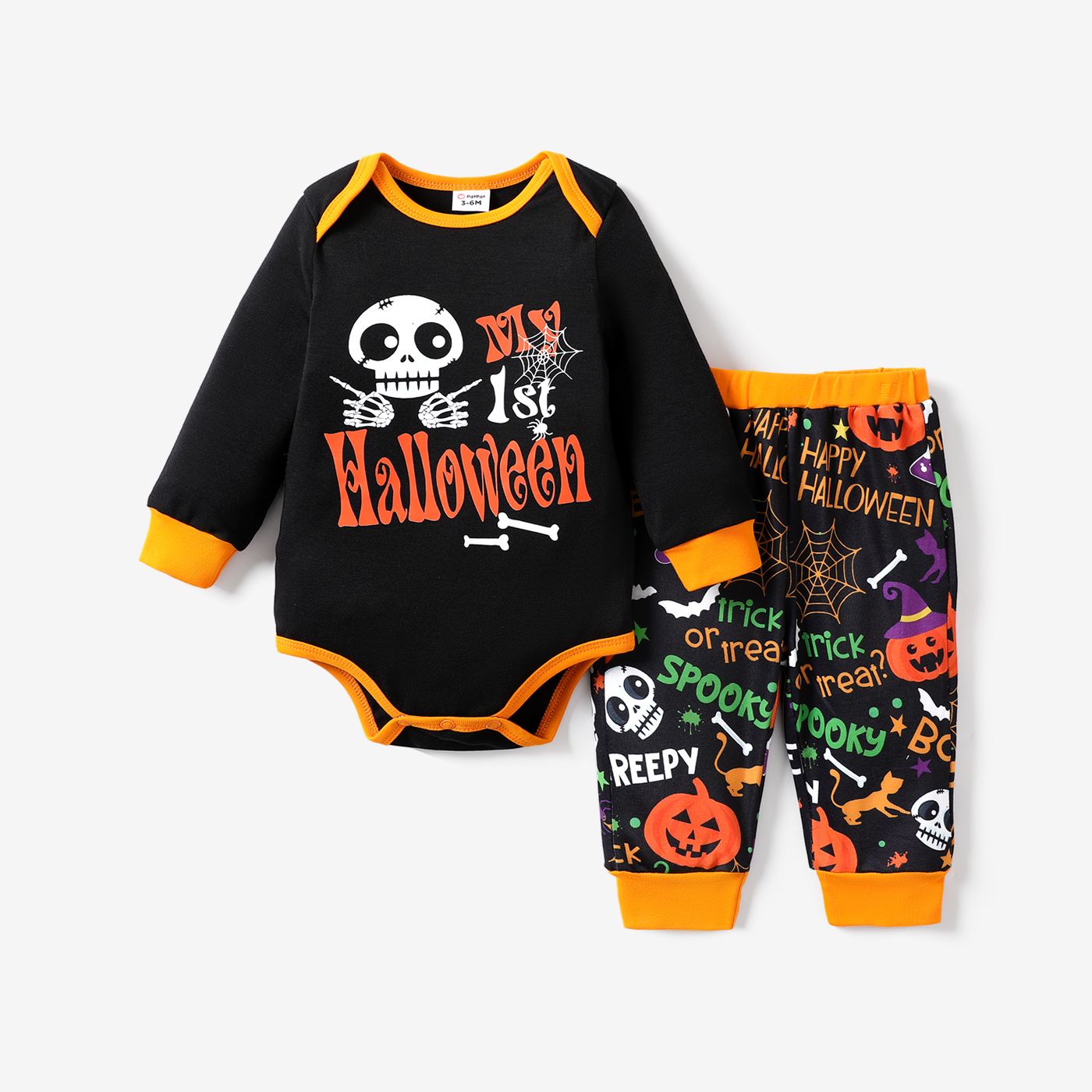 

2PCS Baby Boy Halloween Childlike Splicing Fabric Regular Long Sleeve Set