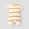 Baby Boy Animal Print Striped Short-sleeve Spliced Romper  image 2