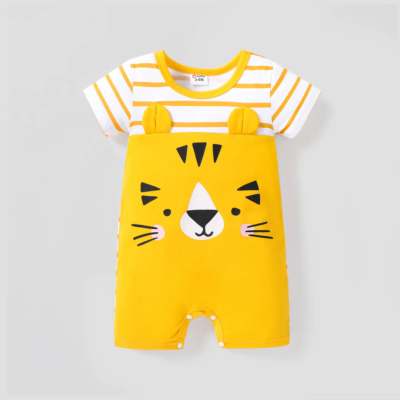 嬰兒 男 立體造型 獅子 童趣 短袖 連身衣 撞色 big image 1