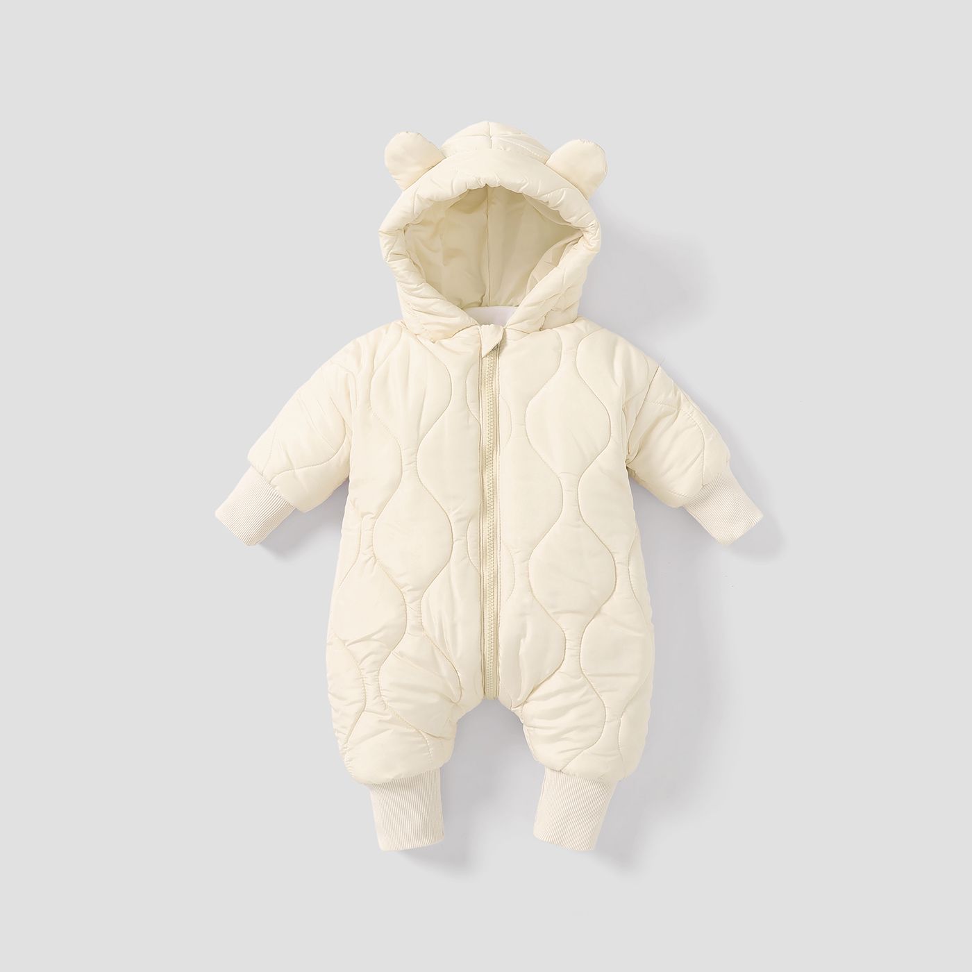 

Baby Boy/Girl 3D Ear Design Textured Cotton-Padded Hooded Jumpsuit
