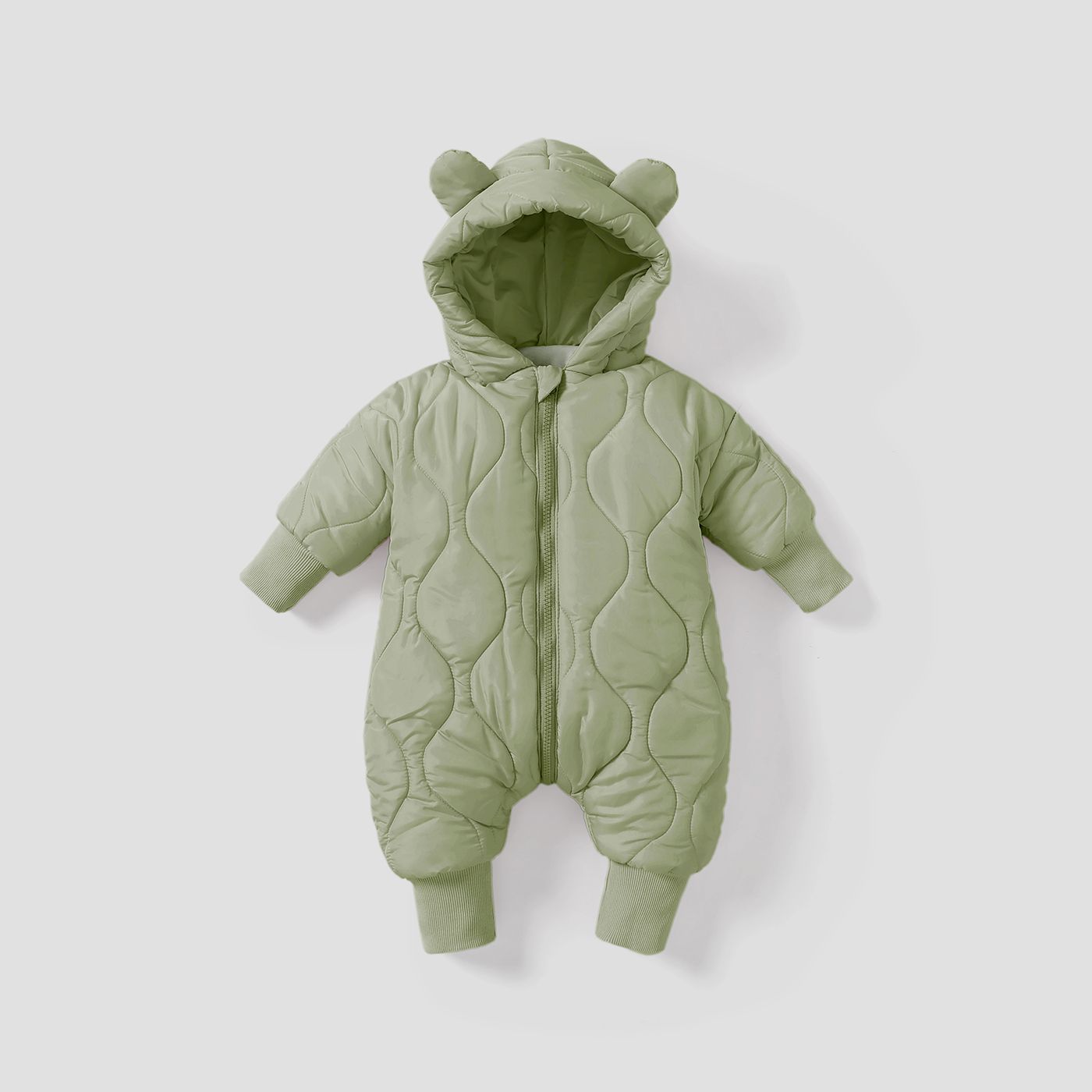 

Baby Boy/Girl 3D Ear Design Textured Cotton-Padded Hooded Jumpsuit