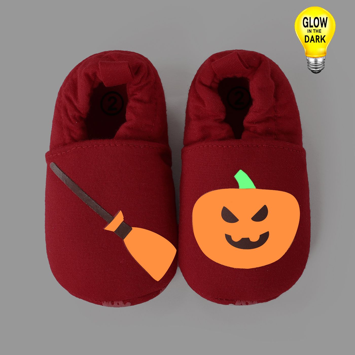 Halloween Baby Glow In The Dark Pumpkin Print Prewalker Shoes