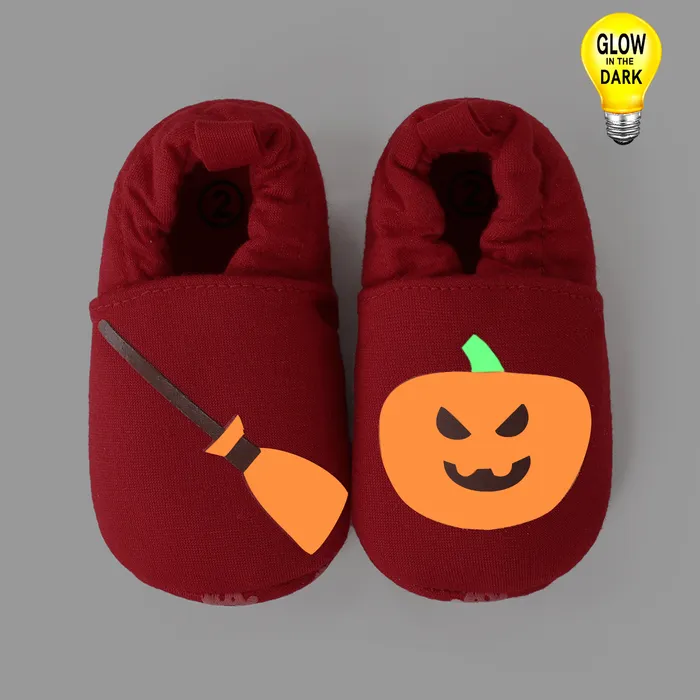 

Halloween Baby Glow In The Dark Pumpkin Print Prewalker Shoes