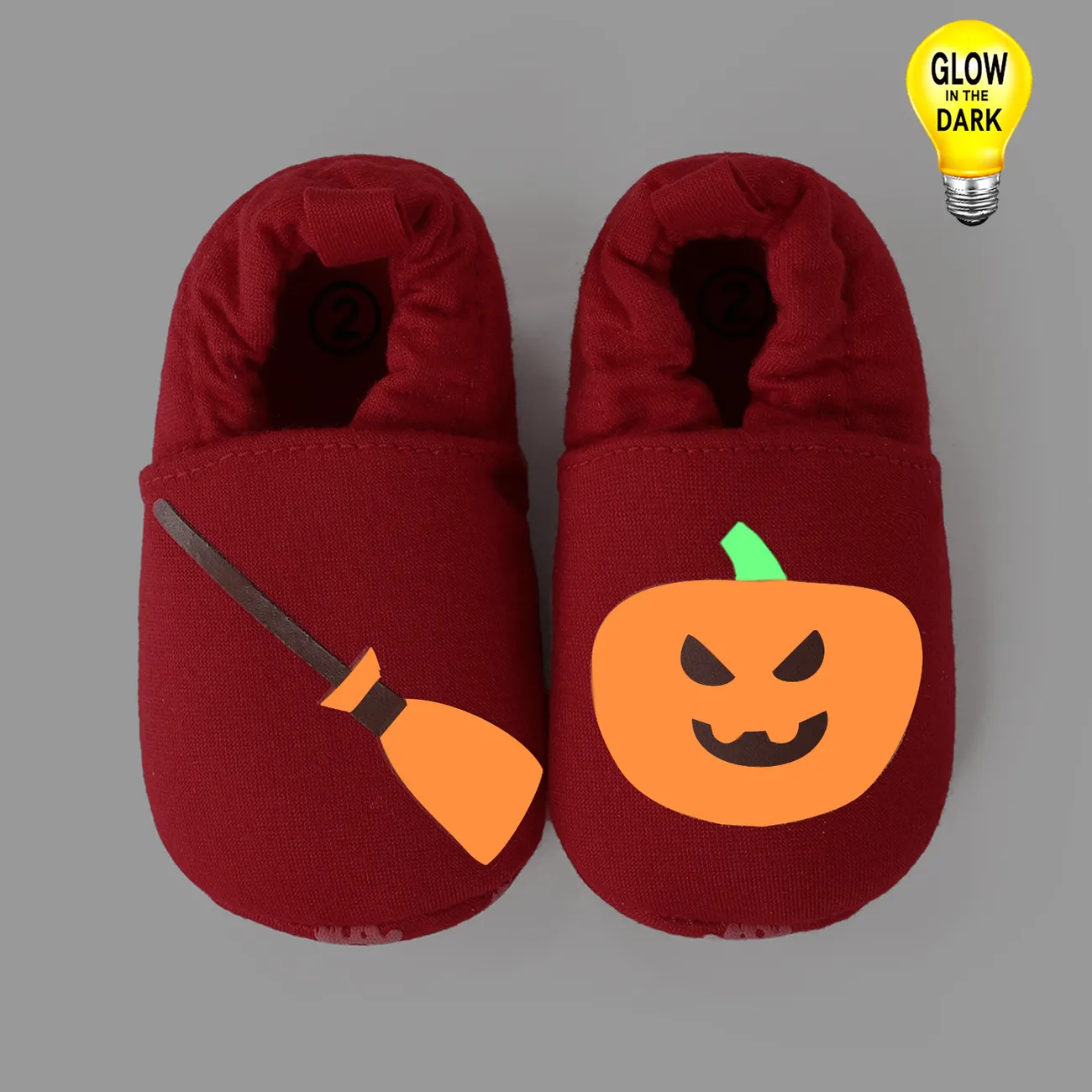 Halloween Baby Glow In The Dark Pumpkin Print Prewalker Shoes  big image 1