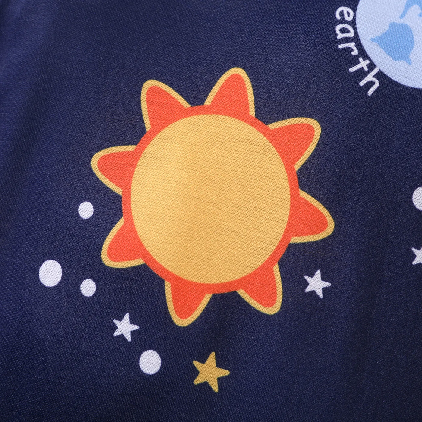 Baby Boy All Over Solar System Planets and Letter Print Dark Blue Long-sleeve Jumpsuit  image 4
