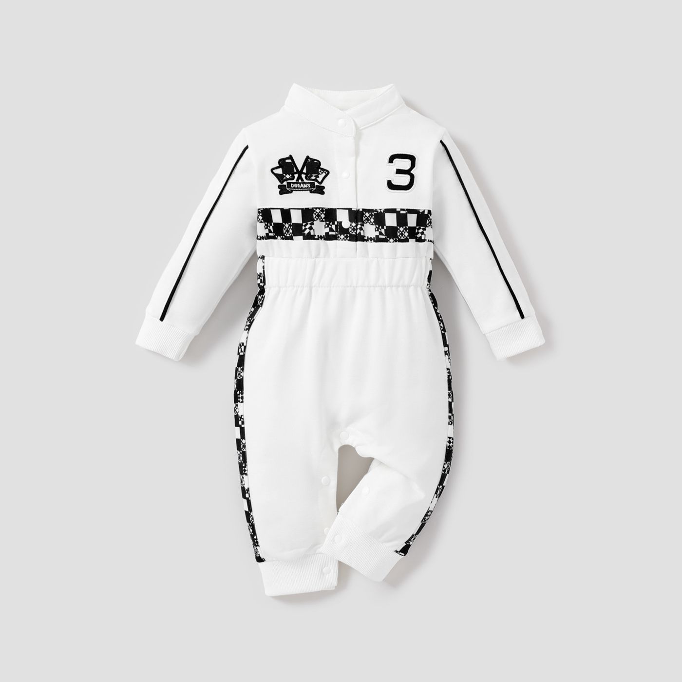 Baby Bold Color-blocking Sporty Grid / Houndstooth Jumpsuit