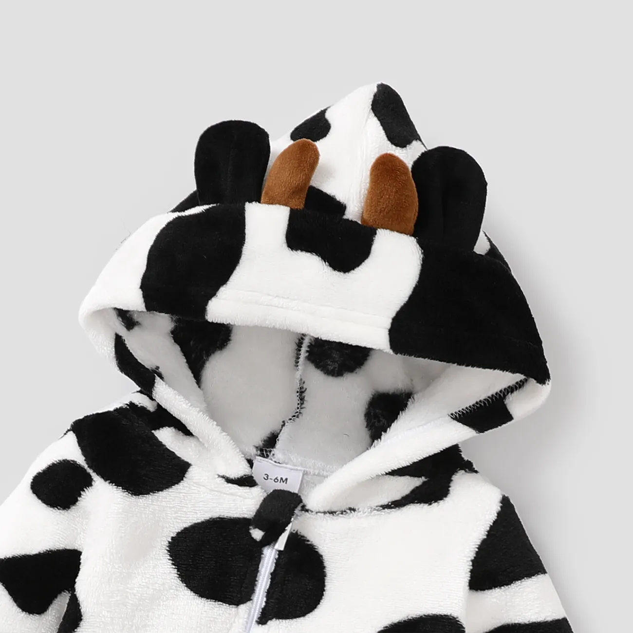 Bebé Unissexo Hipertátil/3D Padrão de vaca Infantil Manga comprida Macacão Branco big image 1