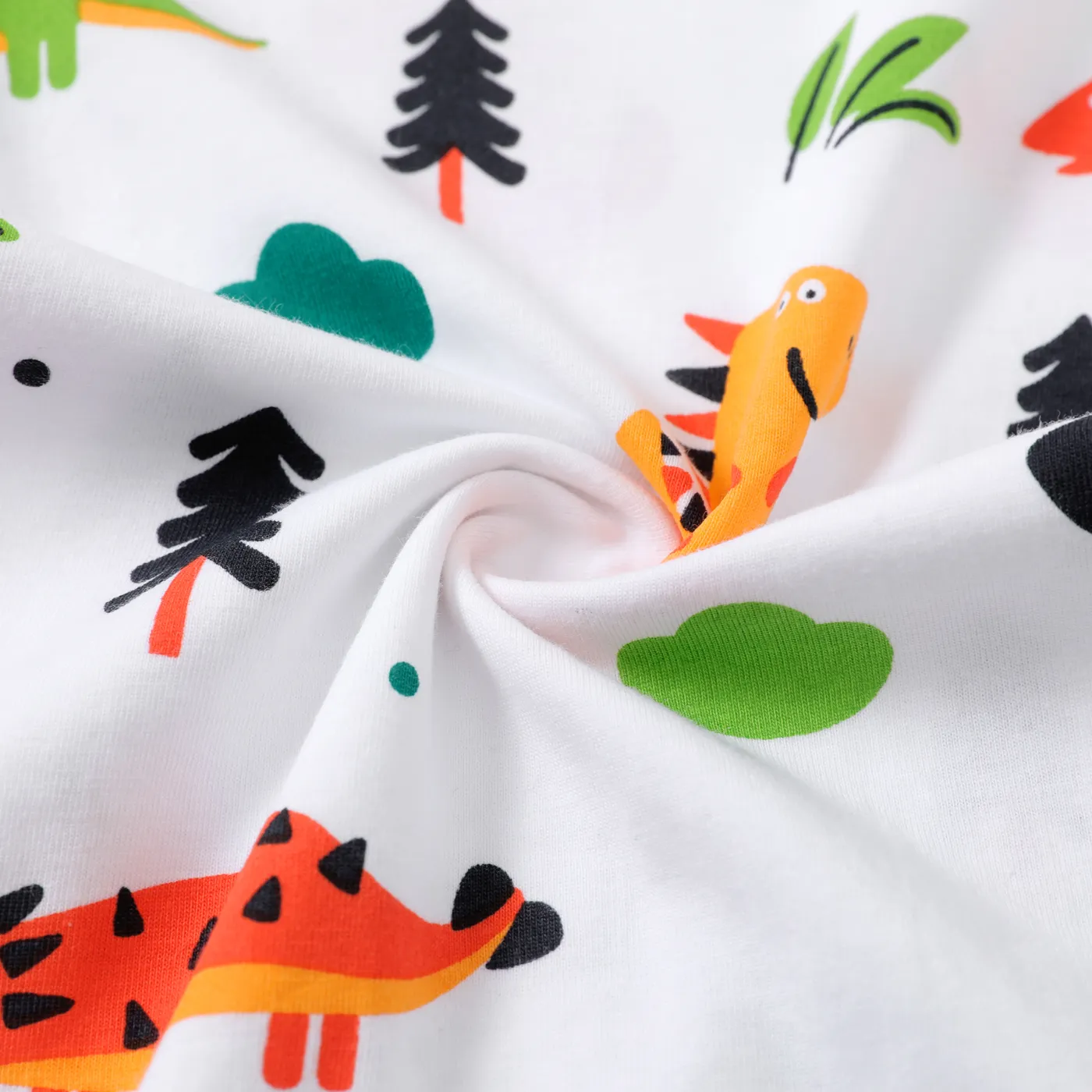 100% Cotton Baby Boy Allover Cartoon Dinosaur Print Short-sleeve Romper White image 5