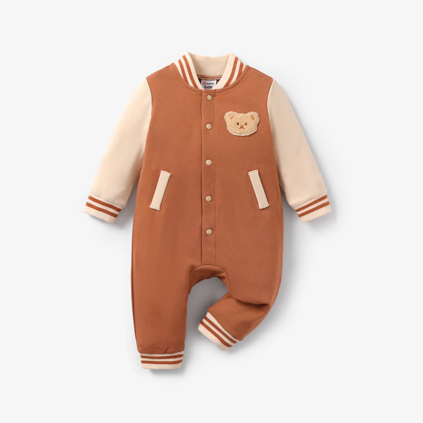 

Baby Girl/Boy Striped Snaps Front Long-sleeve Jumpsuit
