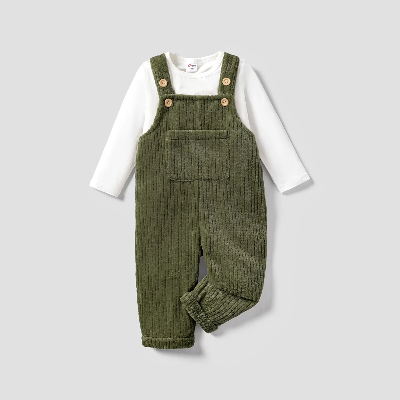 2pcs Toddler Girl/Boy Solid Color Casual Set with Hanging Strap