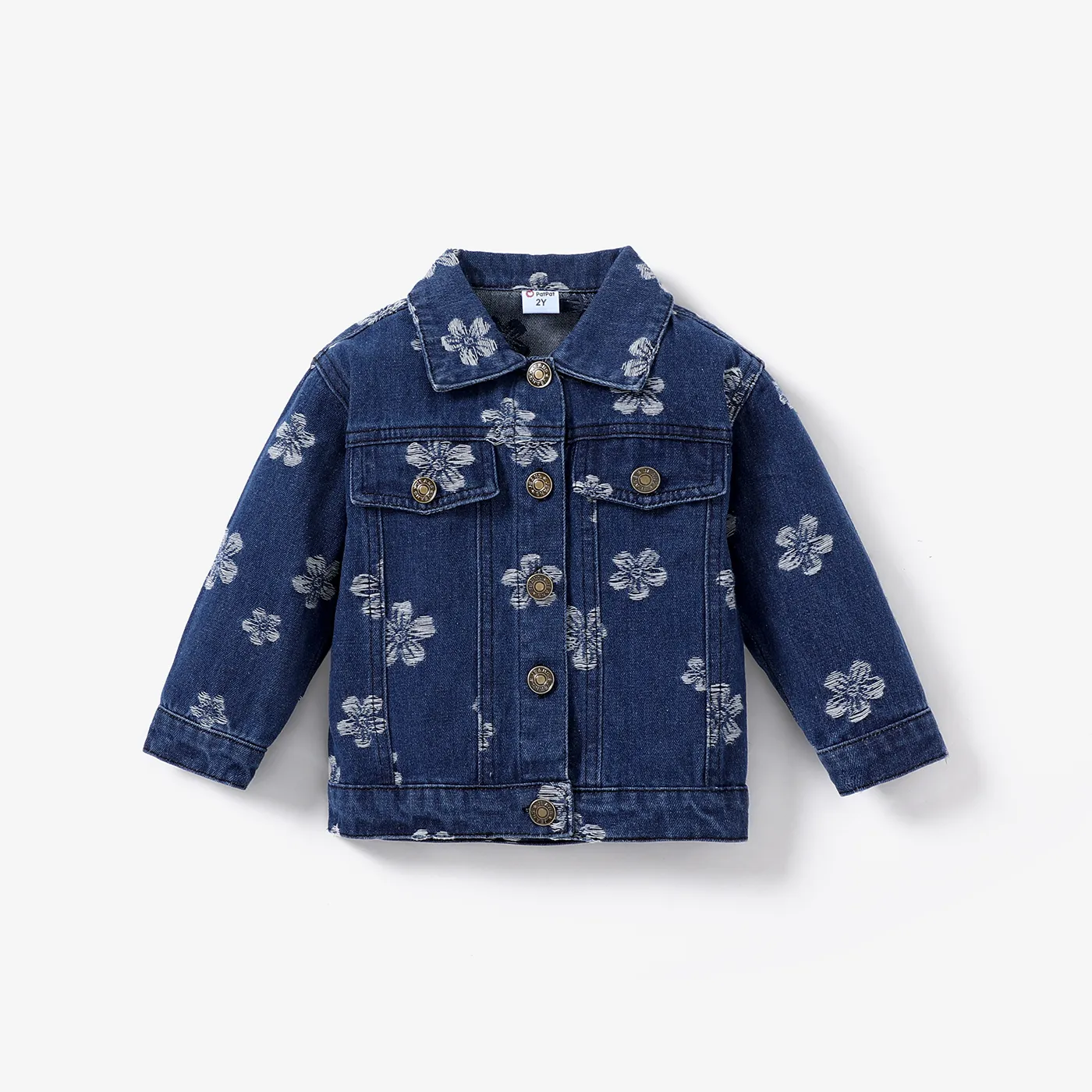 Toddler Girl Sweet Floral Pattern Denim Jacket