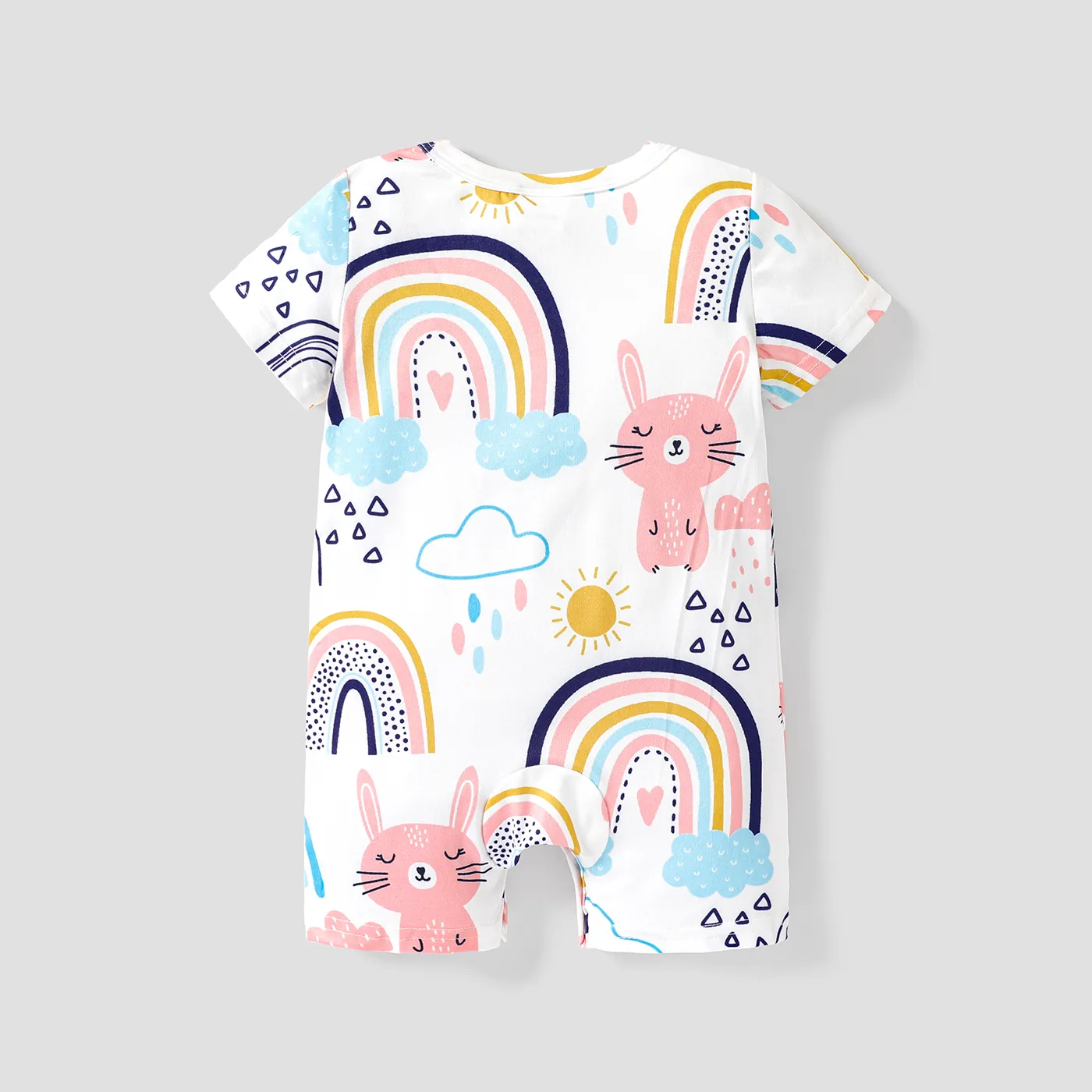 Baby Girl Rabbit Print Short-sleeve Romper  image 3