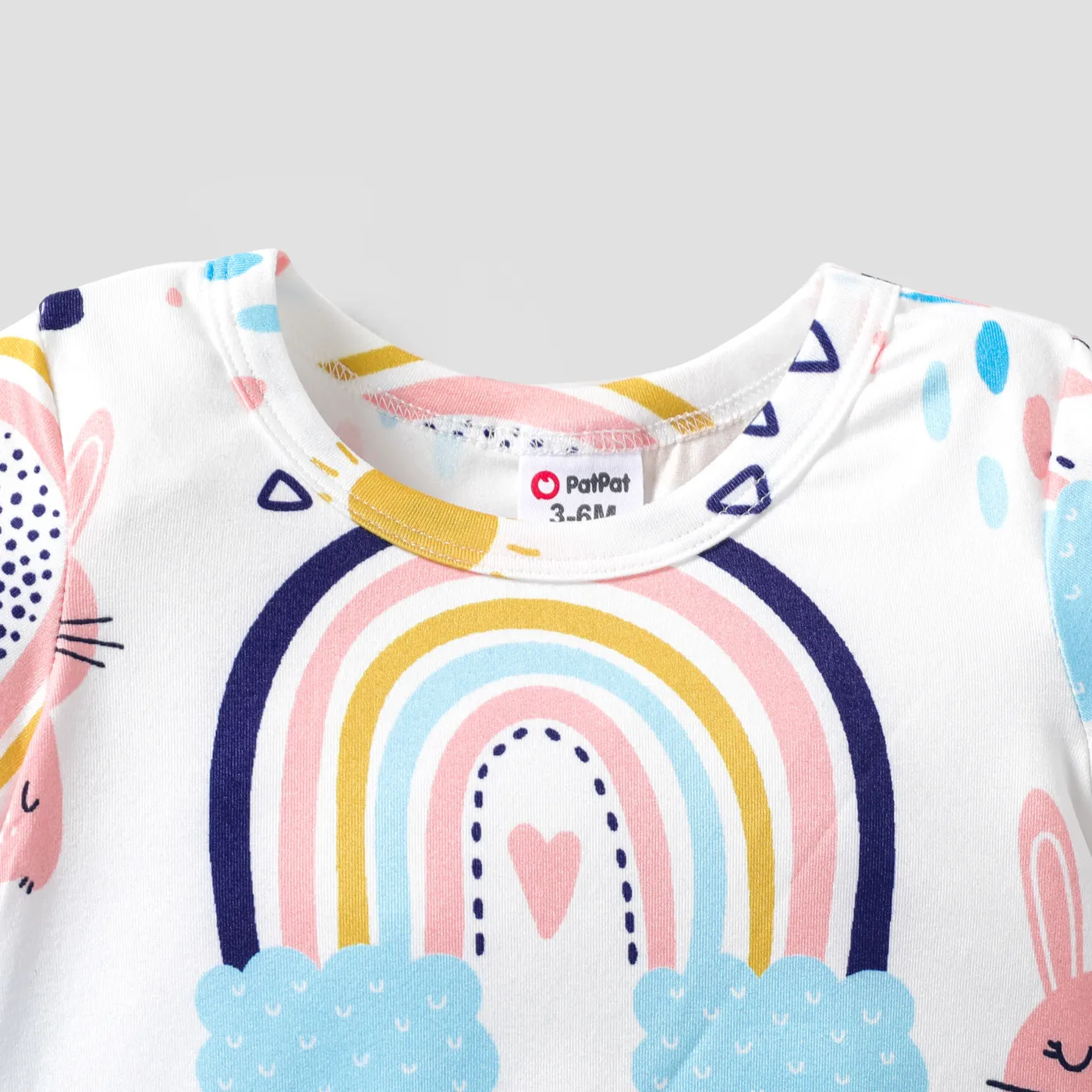 Baby Girl Rabbit Print Short-sleeve Romper  image 4