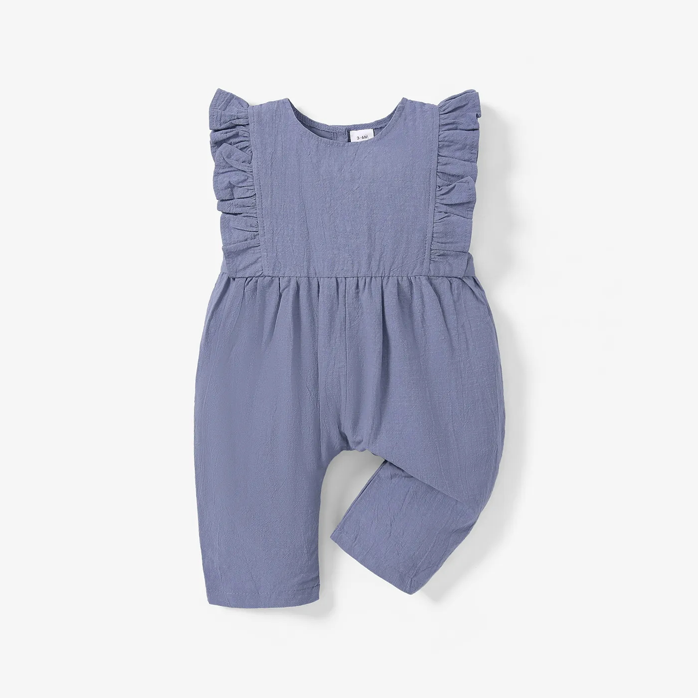 Solid Ruffle Decor Sleeveless Baby Loose fit Jumpsuit Dark Grey