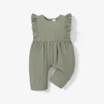 Solid Ruffle Decor Sleeveless Baby Loose fit Jumpsuit Army green