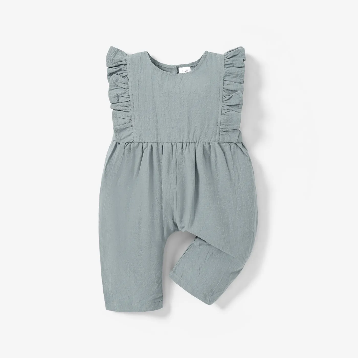 Solid Ruffle Decor Sleeveless Baby Loose fit Jumpsuit  big image 1