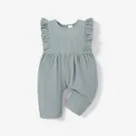Solid Ruffle Decor Sleeveless Baby Loose fit Jumpsuit Light Blue