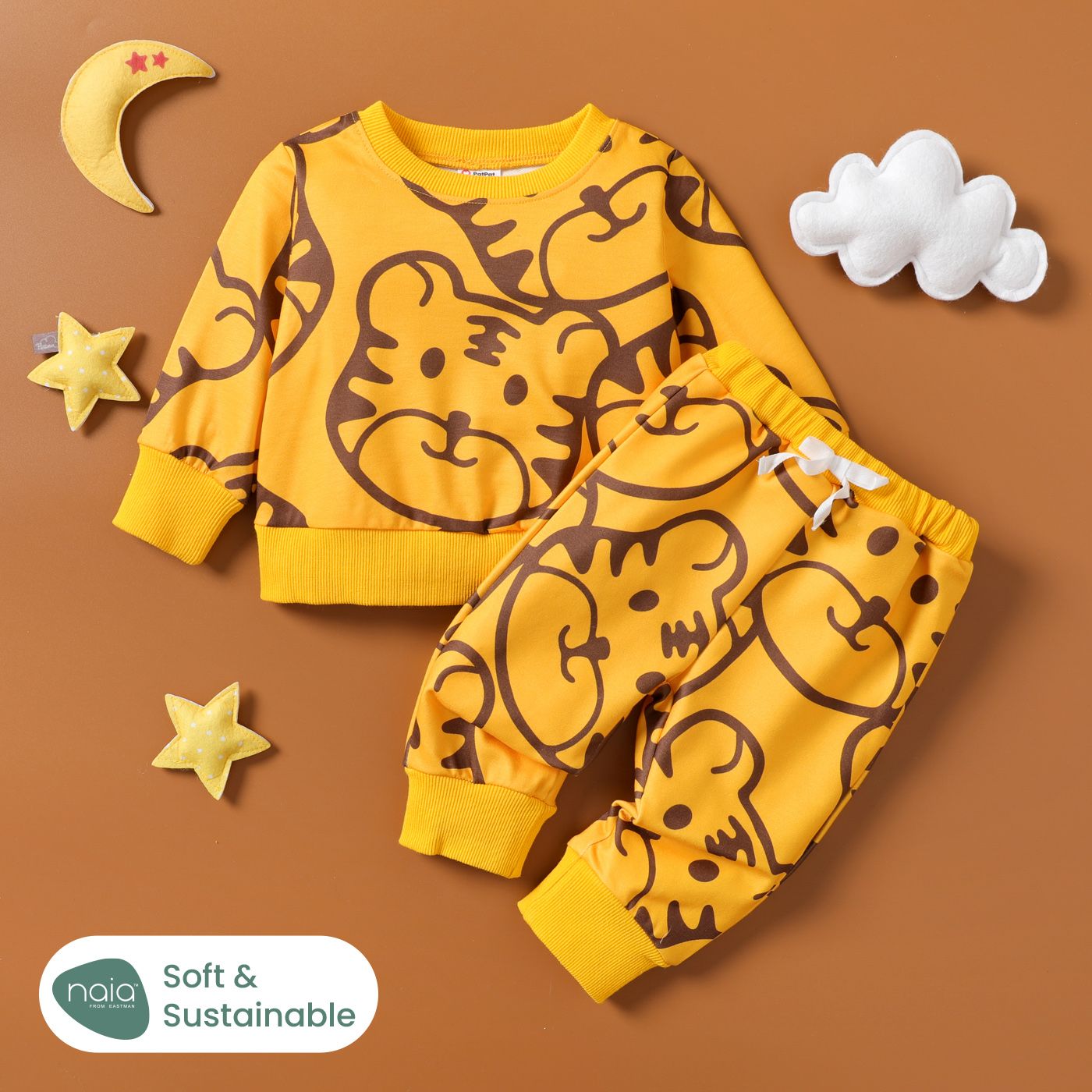 

2pcs Baby Girl/Boy Tiger-patterned Set