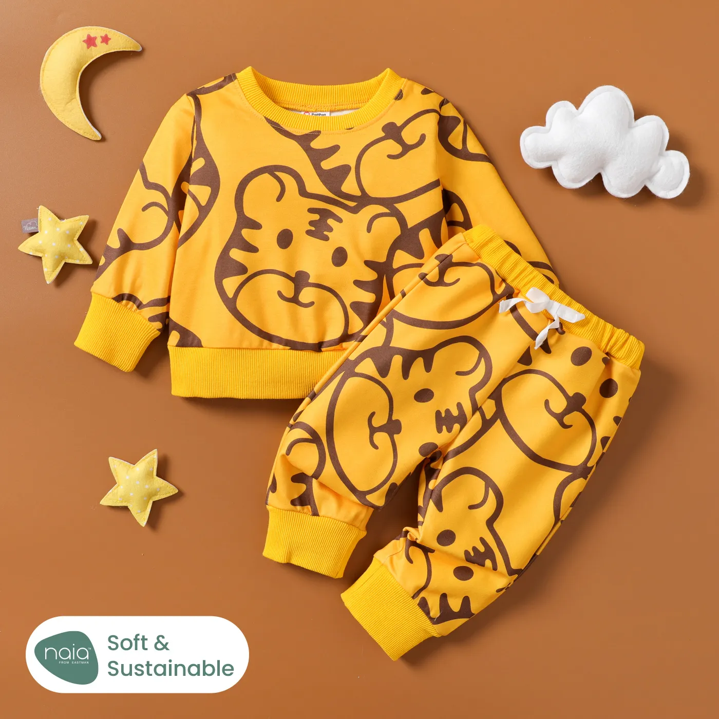 2 Stück Baby Unisex Tiger Kindlich Langärmelig Baby-Sets