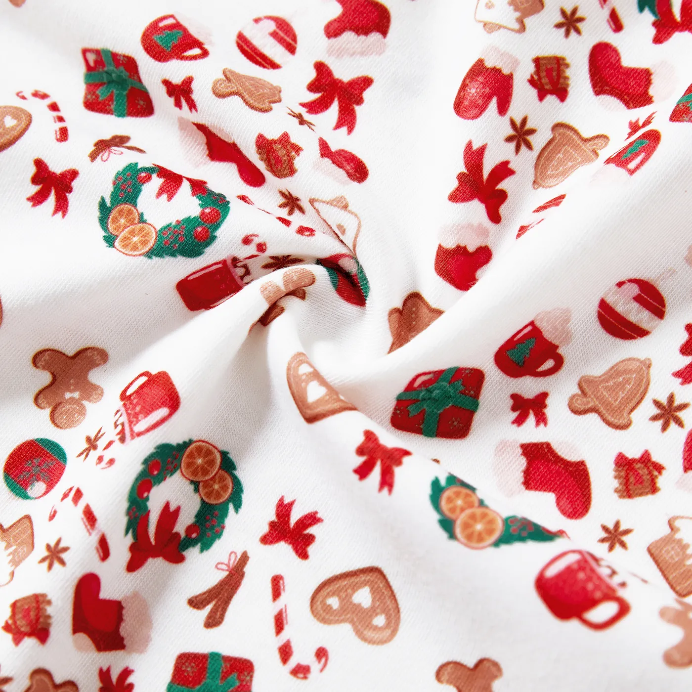 Christmas  Family Matching Color-block Festival Theme Print Long-sleeve Pajamas Sets(Flame resistant) Dark Green image 6