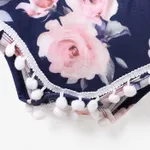 2pcs Baby Girl Floral Print Pom Poms Detail Sleeveless Naia™ Romper & Headband Set  image 5