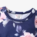 2pcs Baby Girl Floral Print Pom Poms Detail Sleeveless Naia™ Romper & Headband Set  image 3