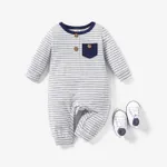 Baby Boy/Girl 95% Cotton Long-sleeve Striped Jumpsuit Grey