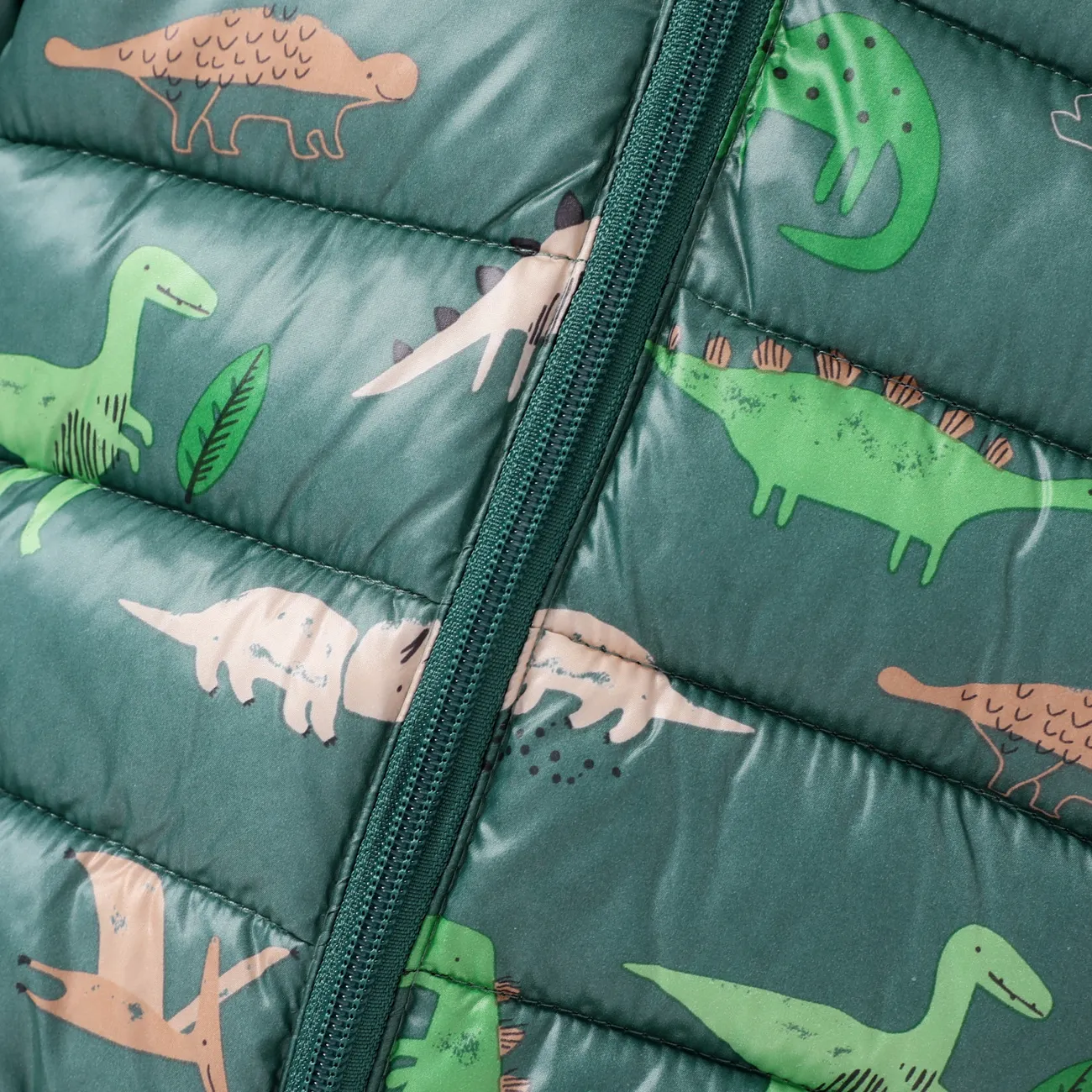 Patrón de animales de dinosaurio casual para niños 3D oreja con capucha superior / abrigo Verde oscuro big image 1