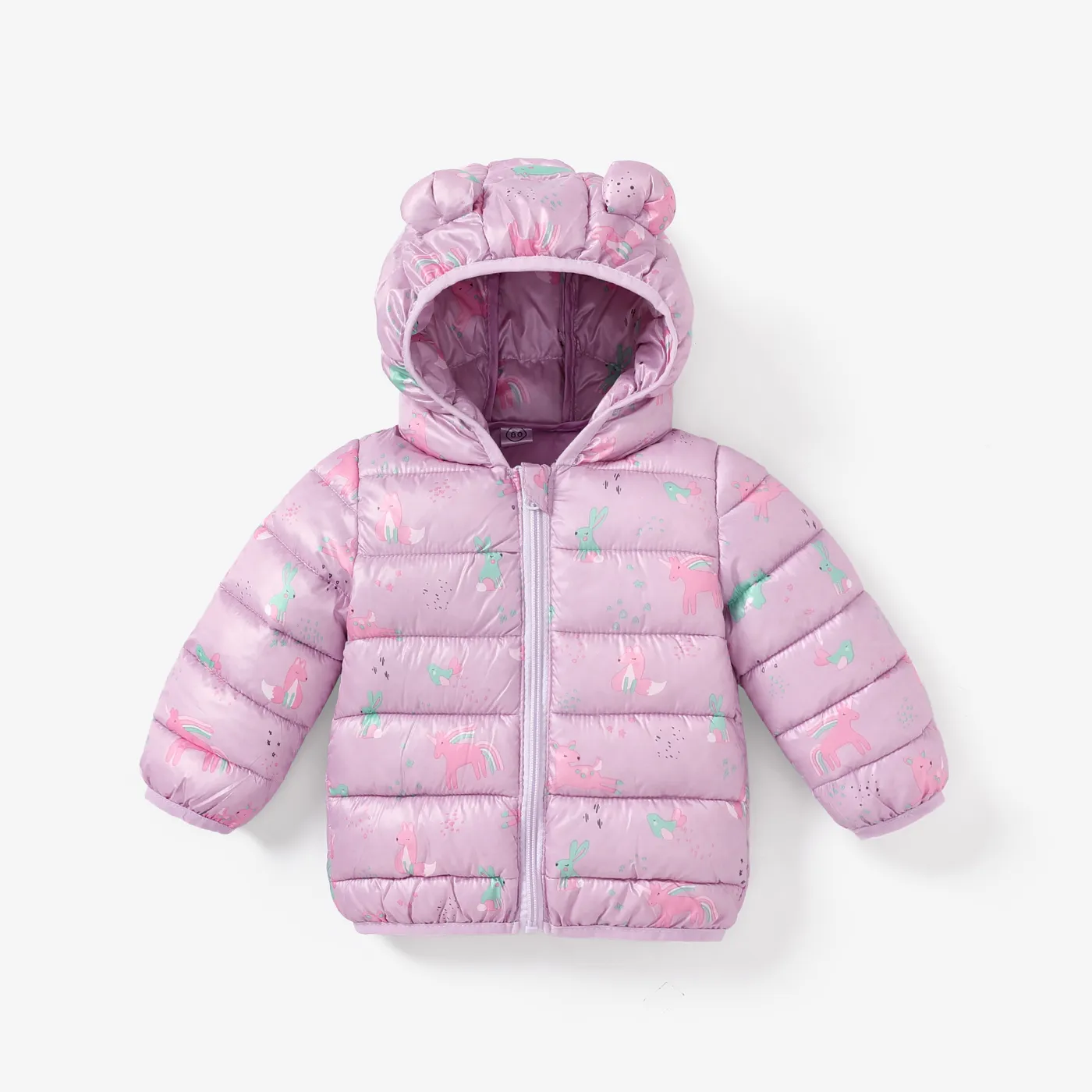 Baby/Toddler Girl Childlike 3D Ear Design Unicorn Hooded Winter Coat