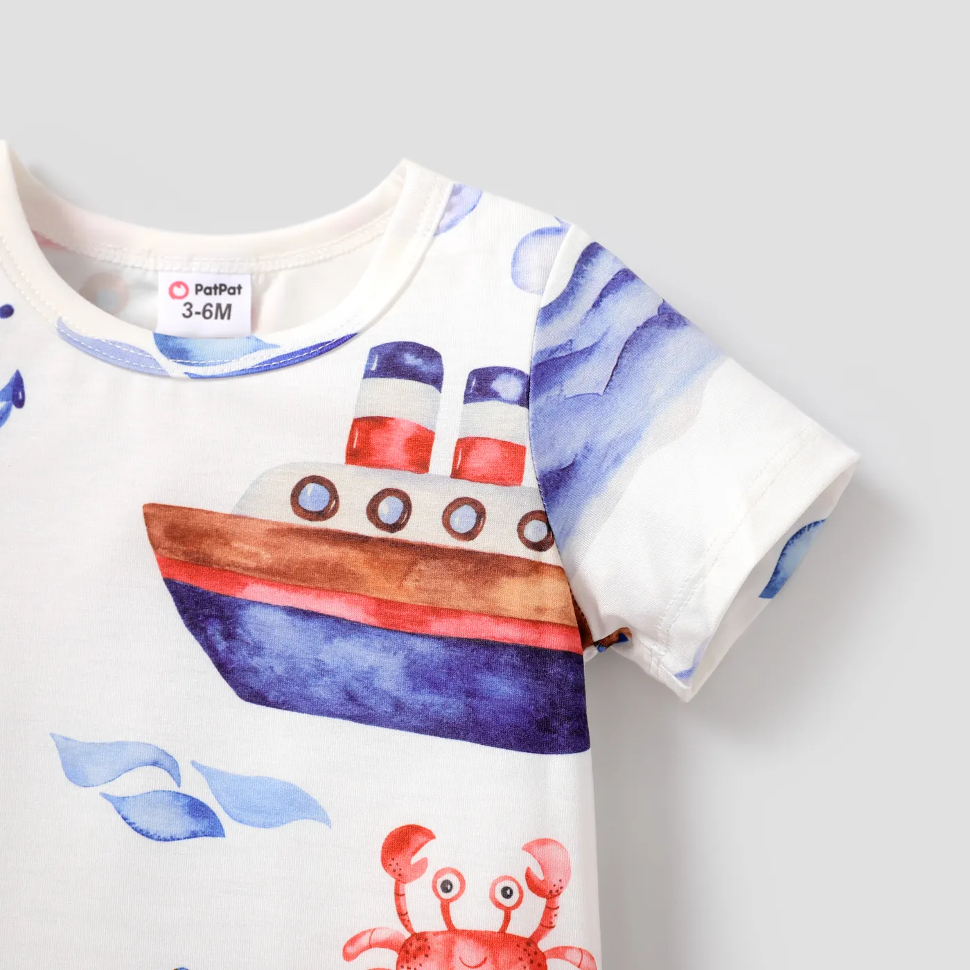 Naia™ Baby Boy Allover Sailboat Print Short-sleeve Romper  image 3