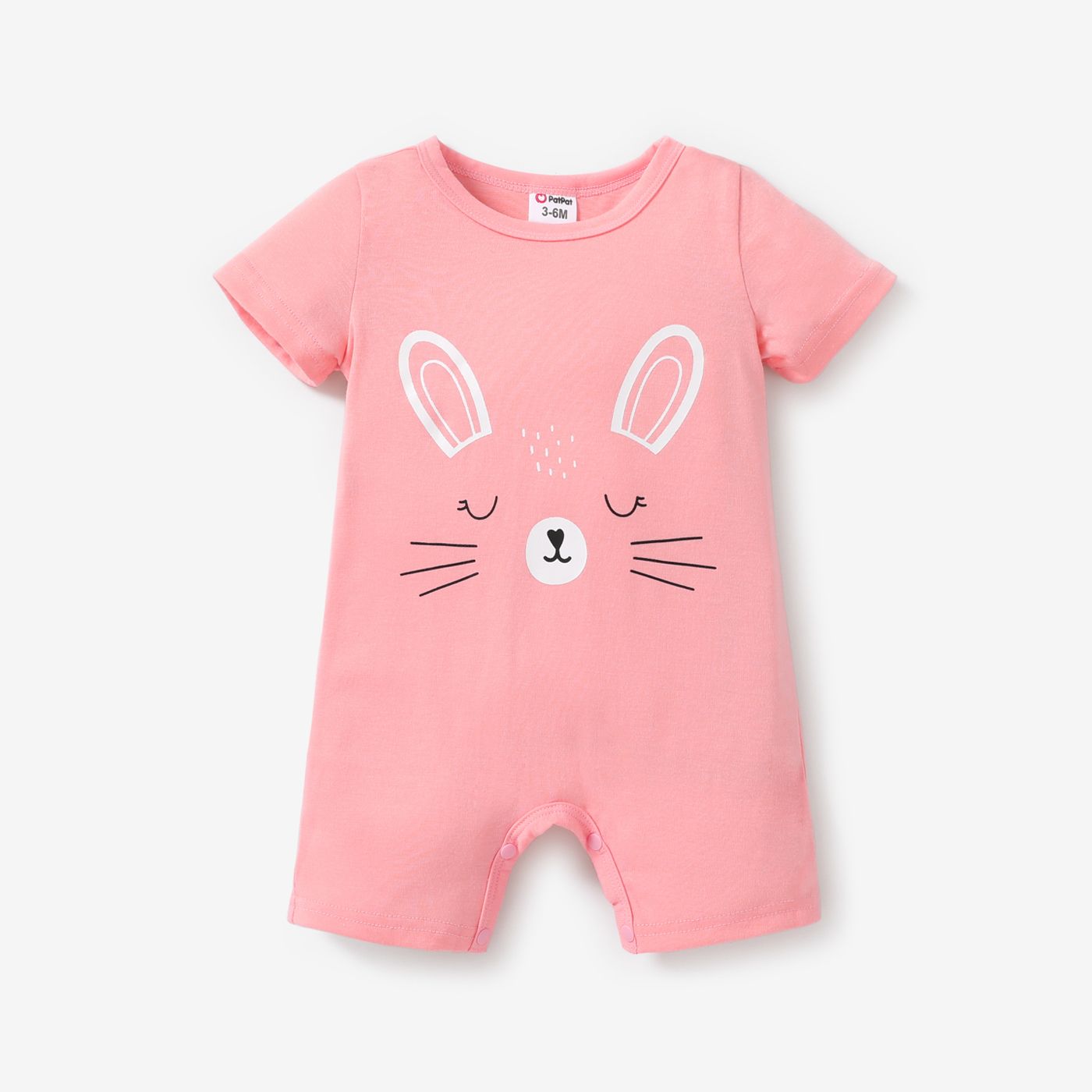 Baby Girl Rabbit Print Short-sleeve Romper