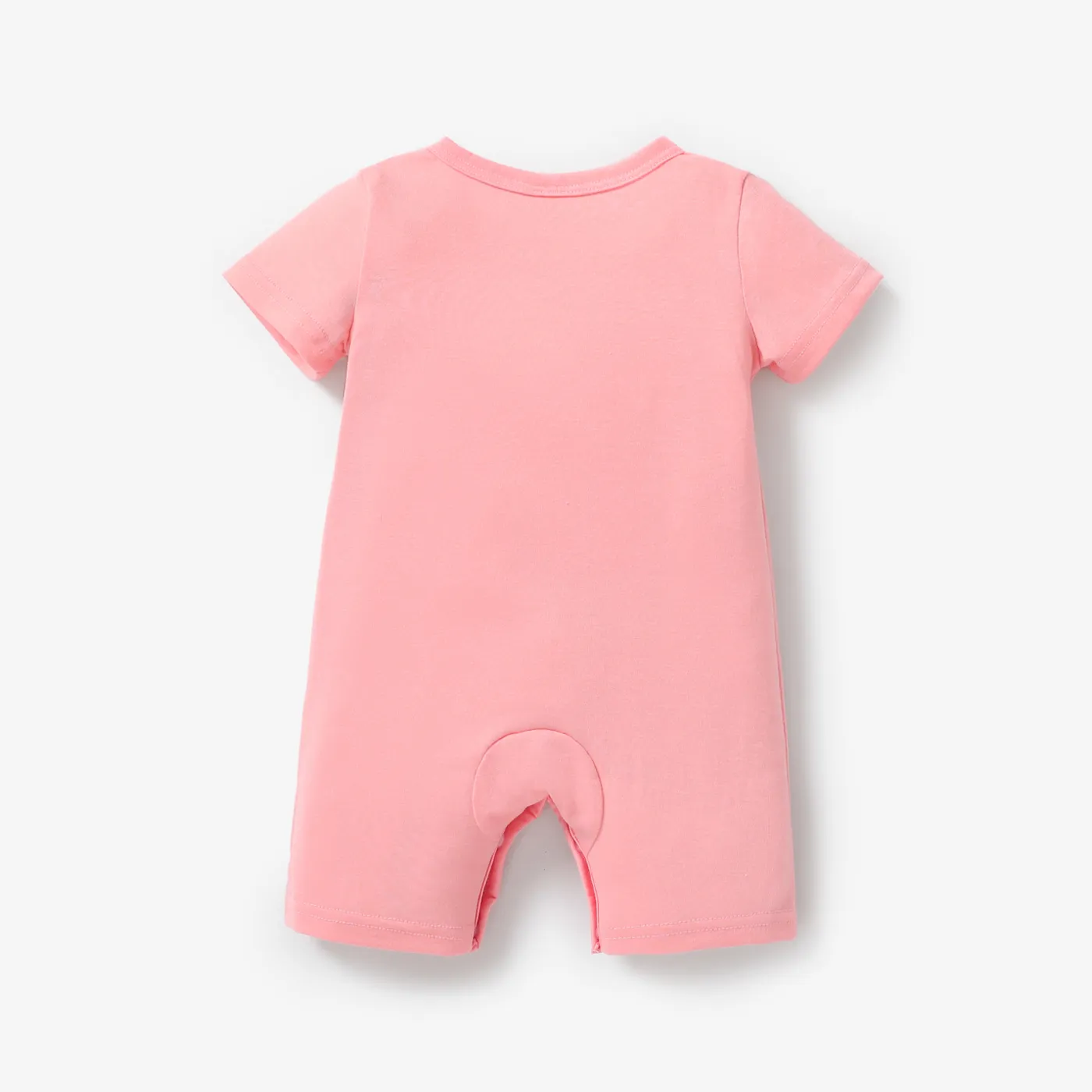 Baby Girl Rabbit Print Short-sleeve Romper Pink image 2