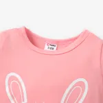 Baby Girl Rabbit Print Short-sleeve Romper Pink image 3