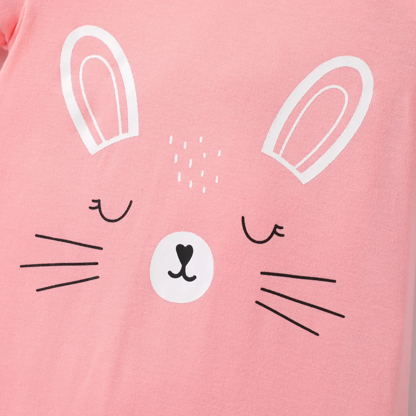 Baby Girl Rabbit Print Short-sleeve Romper Pink image 4